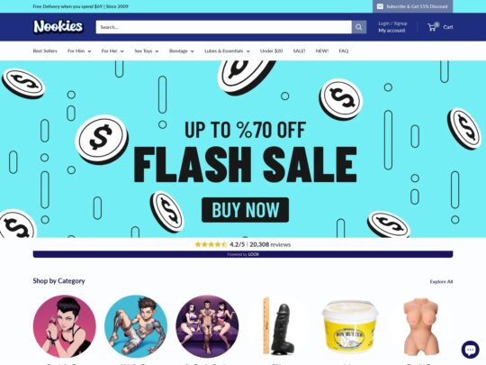 Nookies Toys review, a site that is one of many popular Online Trans Sex Toy Shops